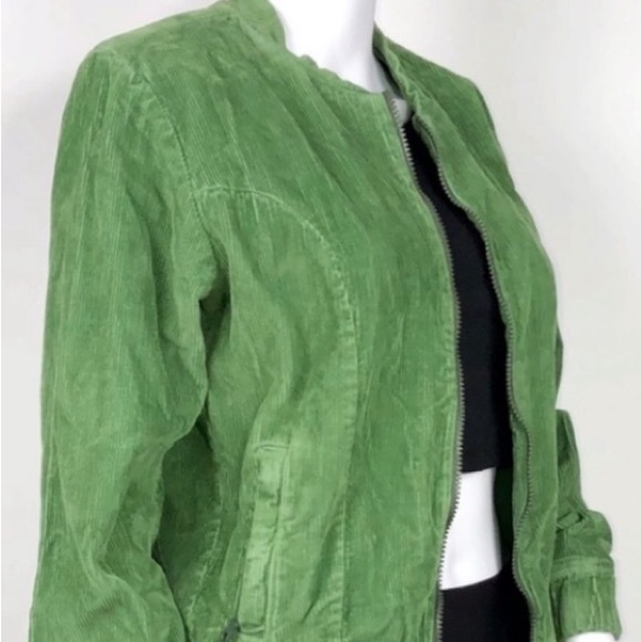 4 Funky Flavours Green 100% Cotton Corduroy ZIP Up Jacket with Side Pockets SzS - Picture 12 of 16